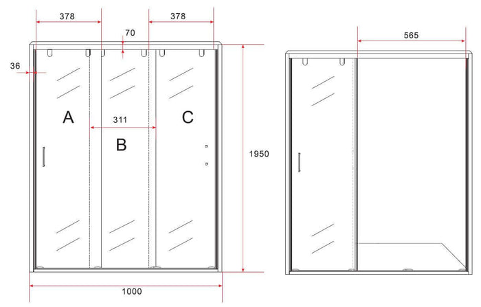 Box Doccia Angolare 3 Ante Scorrevoli 8mm H195 - 80x80