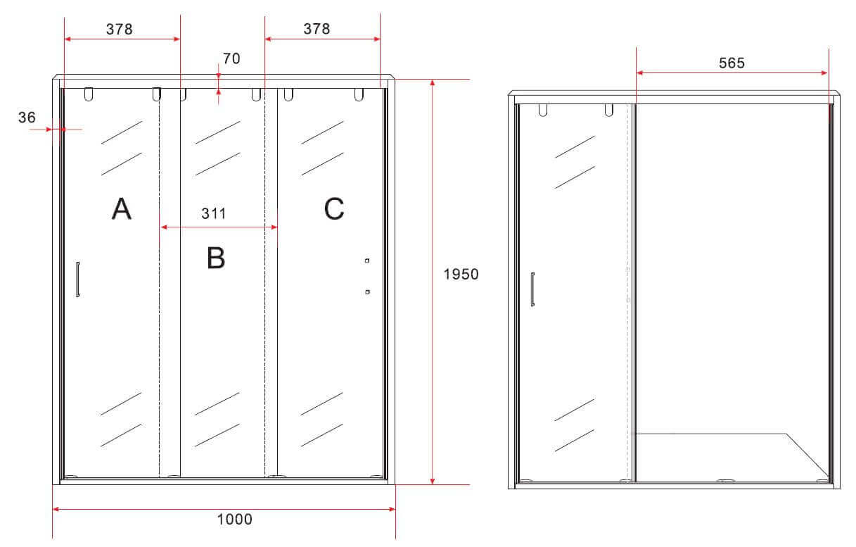 Box Doccia Angolare 3 Ante Scorrevoli 8mm H195 - 70x120