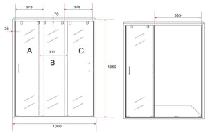 Box Doccia Angolare 3 Ante Scorrevoli 8mm H195 - 90x120