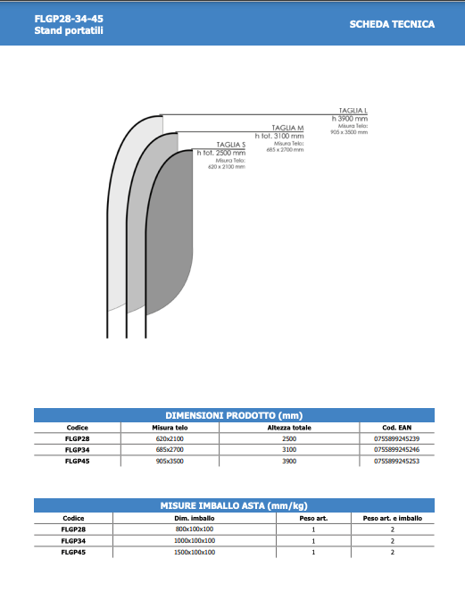 Bandiera a PIUMA con stampa 410 cm