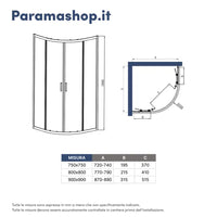 Box doccia 90x90cm semicircolare apertura scorrevole cristallo 6mm trasparente | Java
