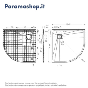 Piatto doccia 90x90 cm semicircolare colore marrone effetto pietra | Samos