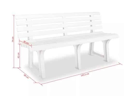 Panchina 3 Posti Da Esterno E Interno, Panchina Da Giardino In Plastica, Comoda E Resistente colore bianco Tomaino