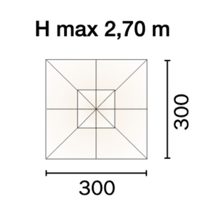 Ombrellone quadrato da giardino 3x3 mt con palo centrale in ferro e telo ecrù 180gr Tomaino 5007