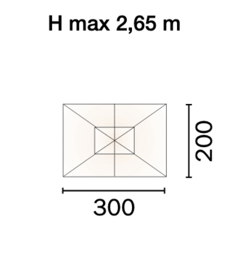 Ombrellone rettangolare da giardino 3×2 mt in legno con palo centrale con carrucola Tomaino 1005