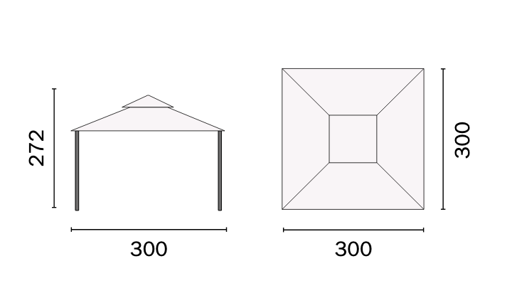 Gazebo da giardino fisso 3x3 mt quadrato con telo ecrù 180gr e struttura in ferro Tomaino GAZ365 