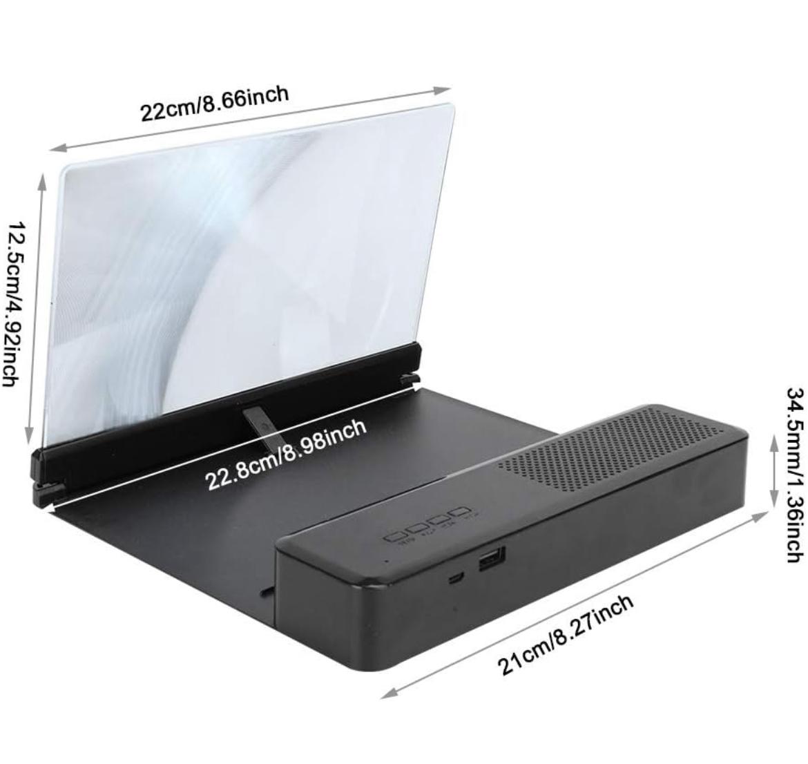 Schermo di ingrandimento Per Smartphone Con Cassa bluetooth altoparlanti 26 X 12