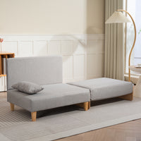 Poltrona Letto Seinlus con Apertura a Libro Divano Ribaltabile Cuscini Inclusi - Grigio Chiaro [en.casa]