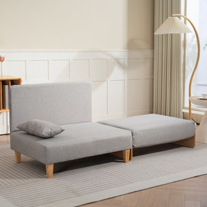 Poltrona Letto Seinlus con Apertura a Libro Divano Ribaltabile Cuscini Inclusi - Grigio Chiaro [en.casa]