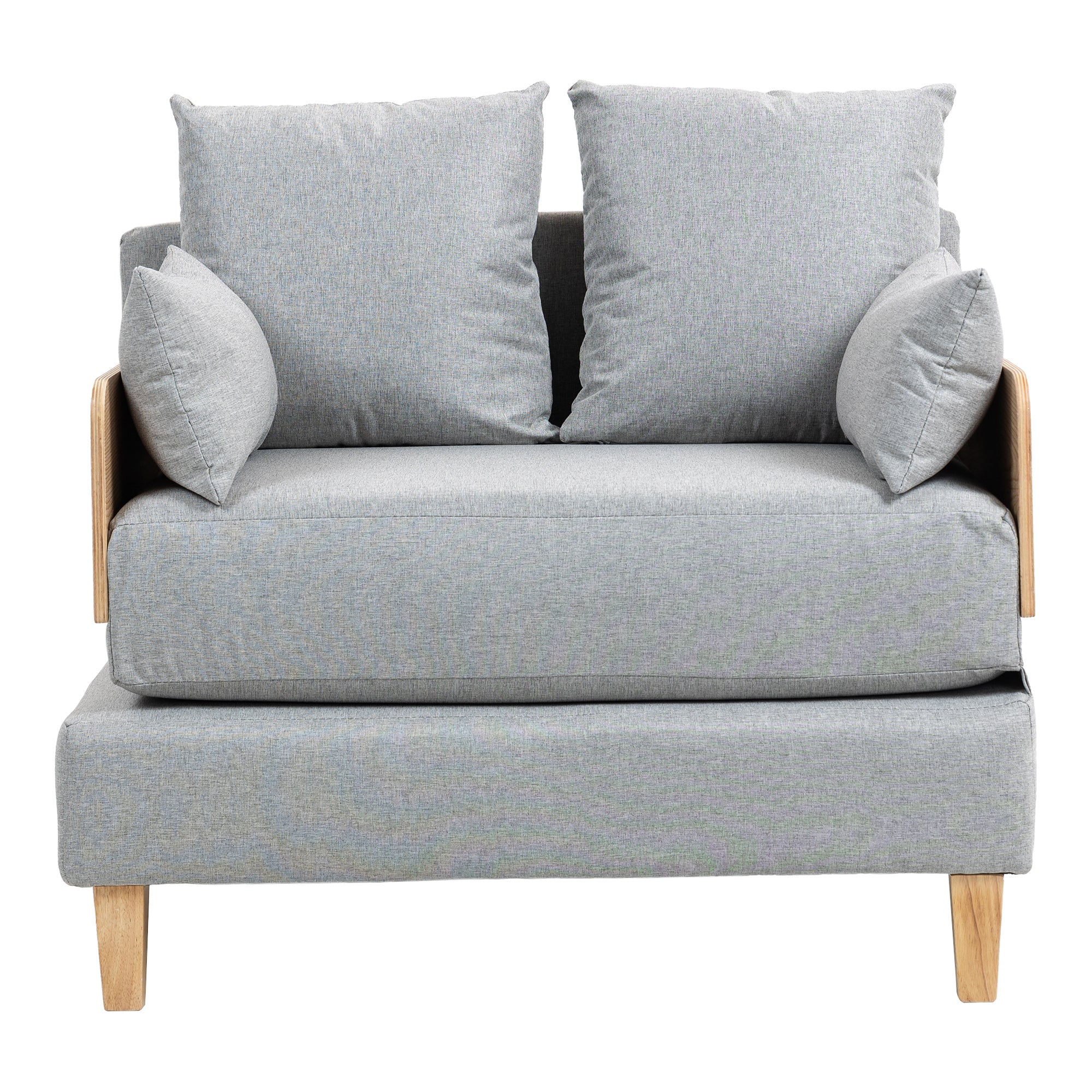 Poltrona Letto Seinlus con Apertura a Libro Divano Ribaltabile Cuscini Inclusi - Grigio Chiaro [en.casa]