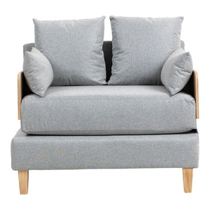 Poltrona Letto Seinlus con Apertura a Libro Divano Ribaltabile Cuscini Inclusi - Grigio Chiaro [en.casa]