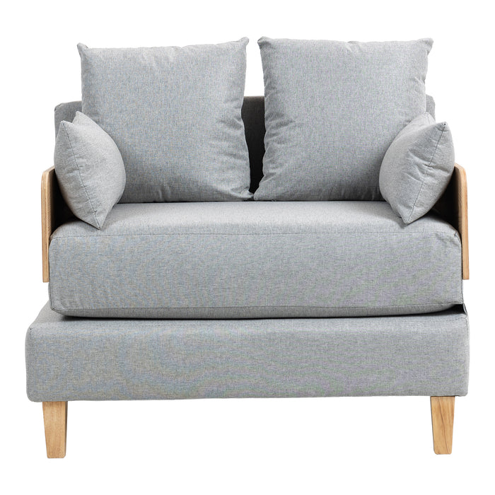 Poltrona Letto Seinlus con Apertura a Libro Divano Ribaltabile Cuscini Inclusi - Grigio Chiaro [en.casa]