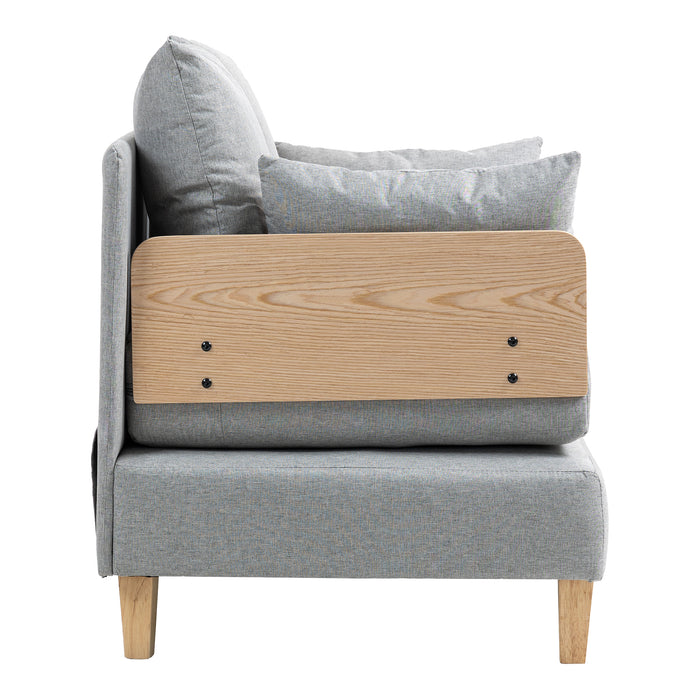 Poltrona Letto Seinlus con Apertura a Libro Divano Ribaltabile Cuscini Inclusi - Grigio Chiaro [en.casa]