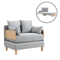 Poltrona Letto Seinlus con Apertura a Libro Divano Ribaltabile Cuscini Inclusi - Grigio Chiaro [en.casa]