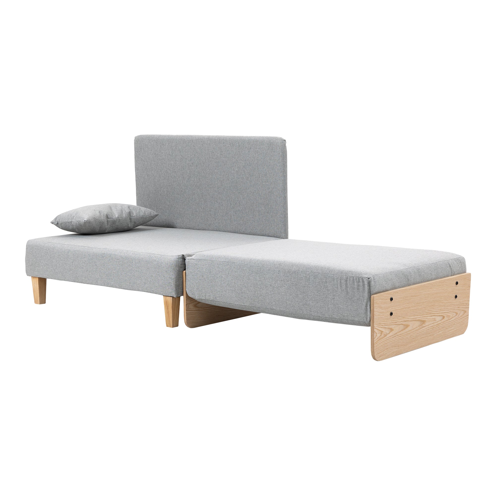 Poltrona Letto Seinlus con Apertura a Libro Divano Ribaltabile Cuscini Inclusi - Grigio Chiaro [en.casa]