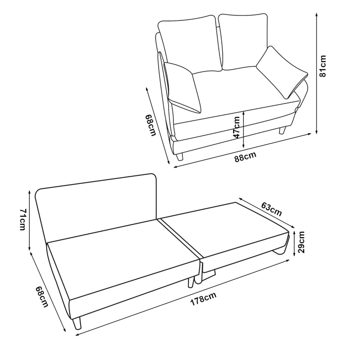 Poltrona Letto Seinlus con Apertura a Libro Divano Ribaltabile Cuscini Inclusi - Grigio Scuro [en.casa]