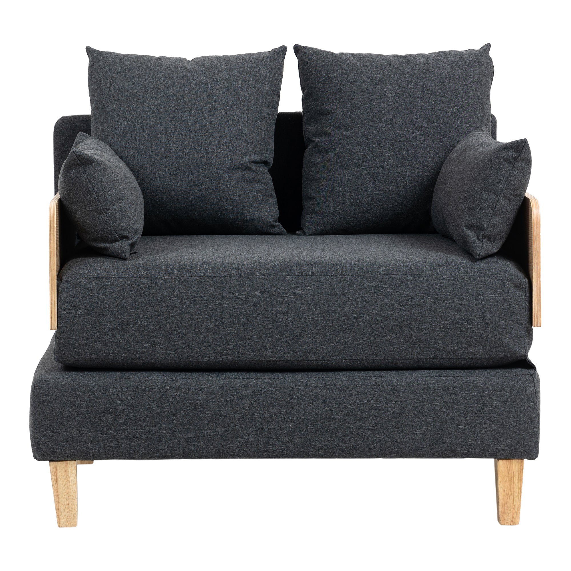 Poltrona Letto Seinlus con Apertura a Libro Divano Ribaltabile Cuscini Inclusi - Grigio Scuro [en.casa]