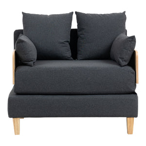 Poltrona Letto Seinlus con Apertura a Libro Divano Ribaltabile Cuscini Inclusi - Grigio Scuro [en.casa]