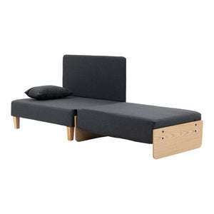 Poltrona Letto Seinlus con Apertura a Libro Divano Ribaltabile Cuscini Inclusi - Grigio Scuro [en.casa]