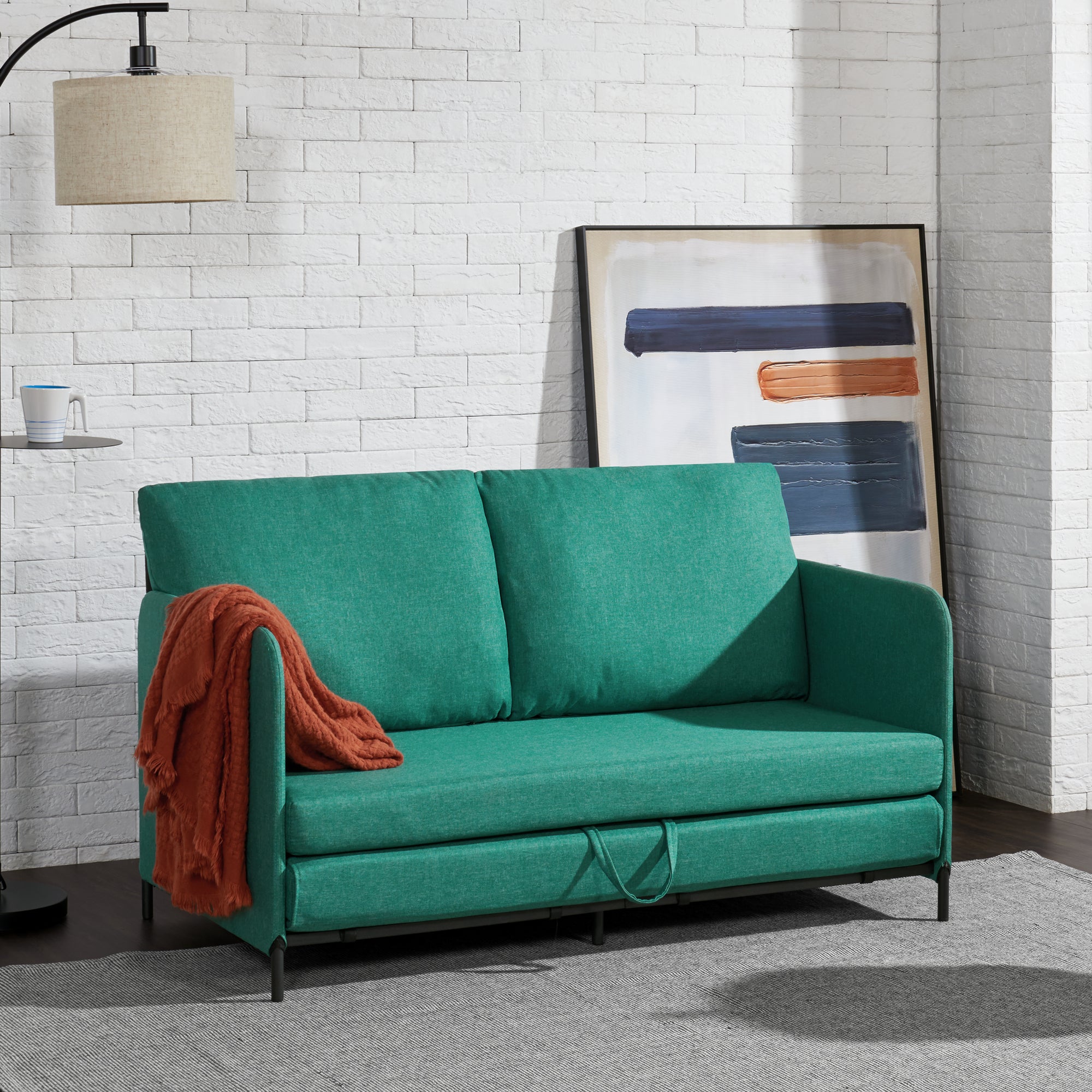 Divano Letto Estensibile Soini 1 Piazza e Mezza 120 x 186 cm Verde [en.casa]