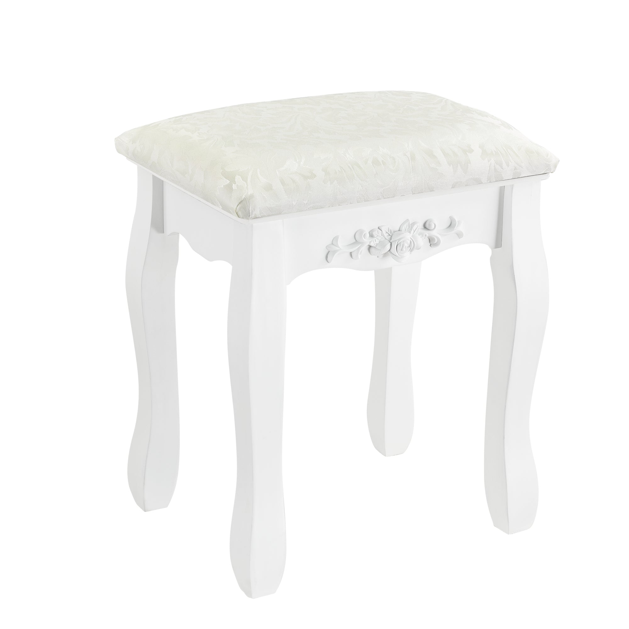 Tavolo da Trucco Limerick con Specchio Integrato e Sgabello - Bianco [en.casa]