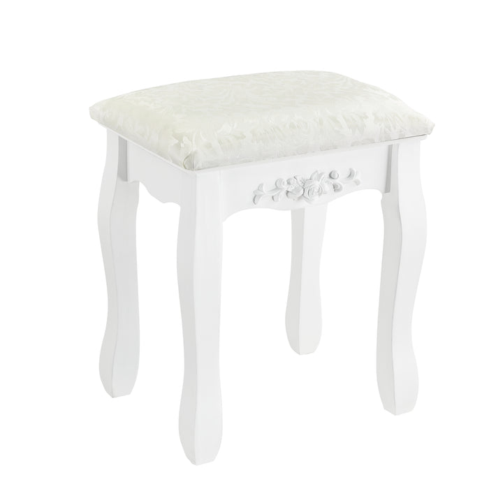 Tavolo da Trucco Limerick con Specchio Integrato e Sgabello - Bianco [en.casa]