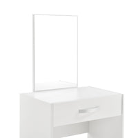 Toeletta con specchio cassetto sgabello cassapanca da parrucchiere 132 cm bianco 03_0005019