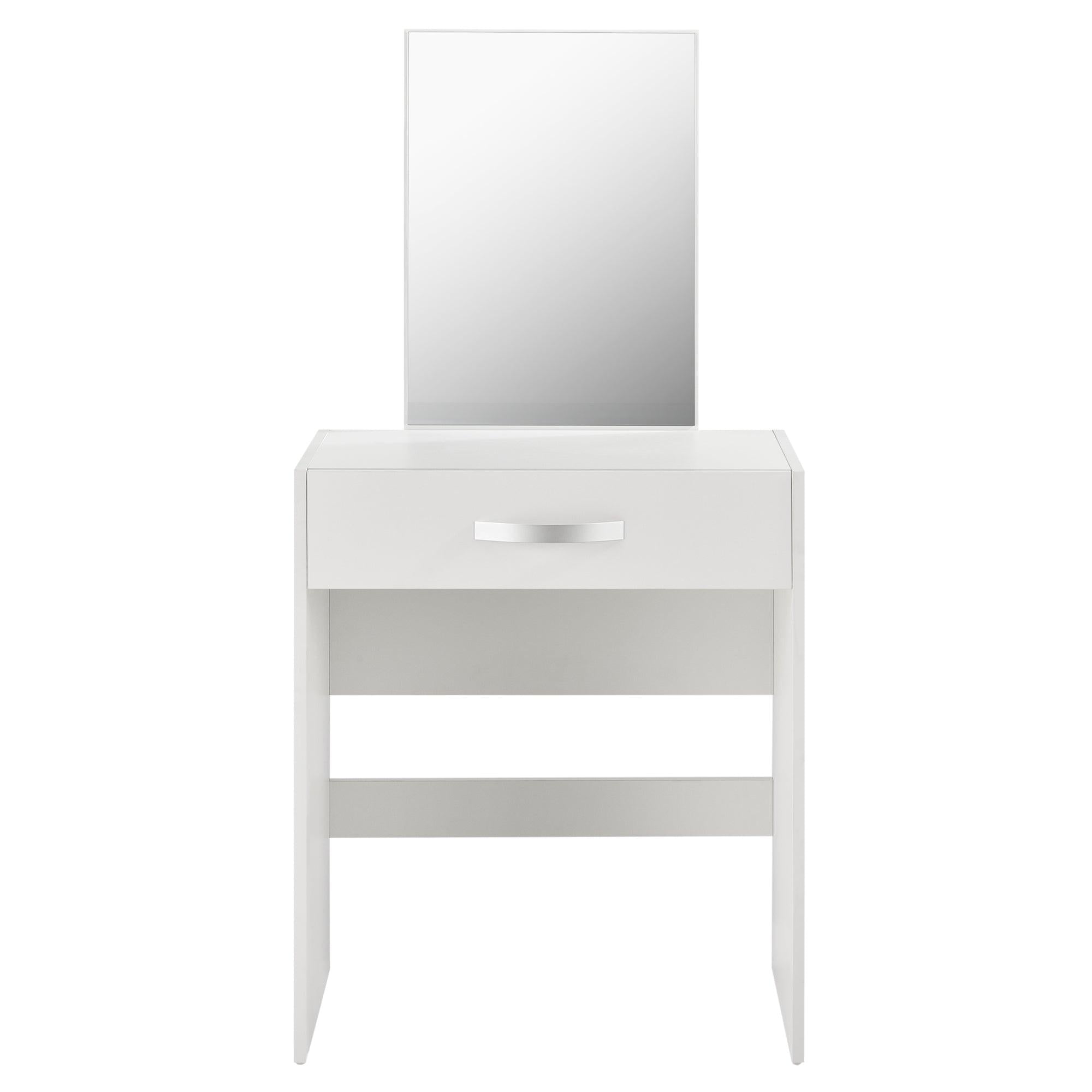 Toeletta con specchio cassetto sgabello cassapanca da parrucchiere 132 cm bianco 03_0005019