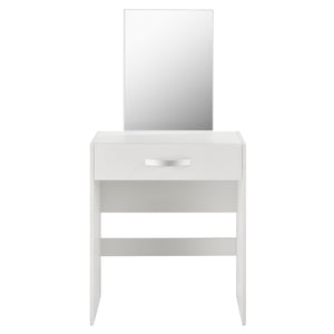 Toeletta con specchio cassetto sgabello cassapanca da parrucchiere 132 cm bianco 03_0005019