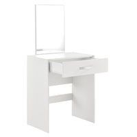 Tavolo da Trucco Reykjavik con Specchio Cassetto e Sgabello - Bianco [en.casa]