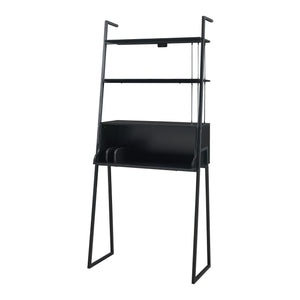 Set Storfjord Composto di Scrivania con Ripiani in Alto Scaffale a 5 Ripiani e Scaffale con Armadietto - Nero [en.casa]