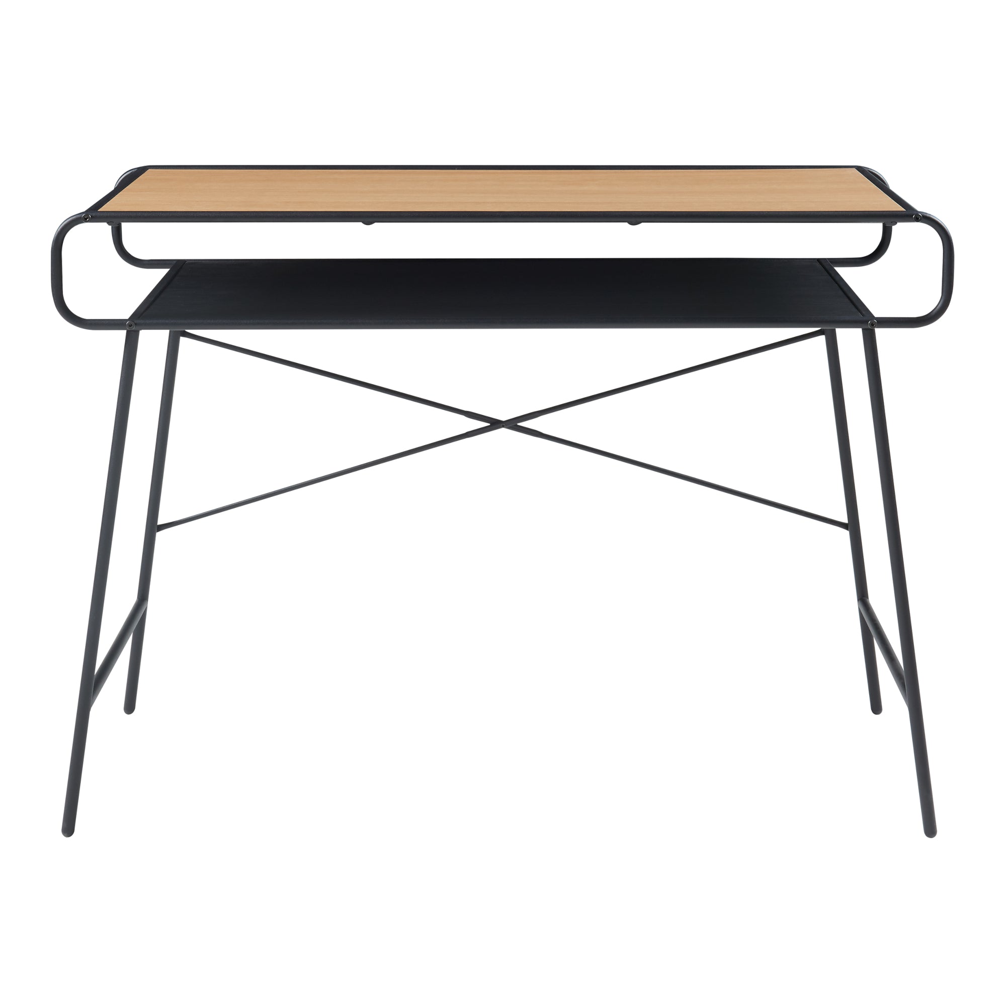 Scrivania Krødsherad con 2 Piani 76 x 106 x 46 cm Effetto Rovere / Nero [en.casa]