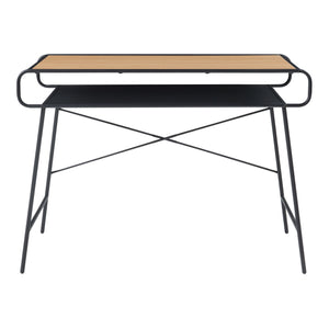 Scrivania Krødsherad con 2 Piani 76 x 106 x 46 cm Effetto Rovere / Nero [en.casa]