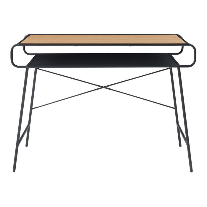 Scrivania Krødsherad con 2 Piani 76 x 106 x 46 cm Effetto Rovere / Nero [en.casa]