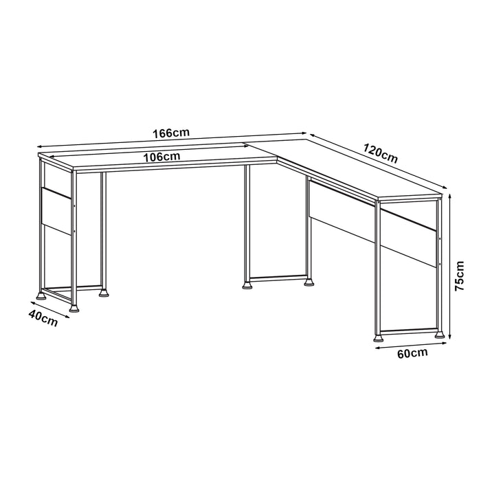 Scrivania Angolare Karlstang Tavolo PC a L 166 x 120 x 75 cm - Grigio Chiaro [en.casa]