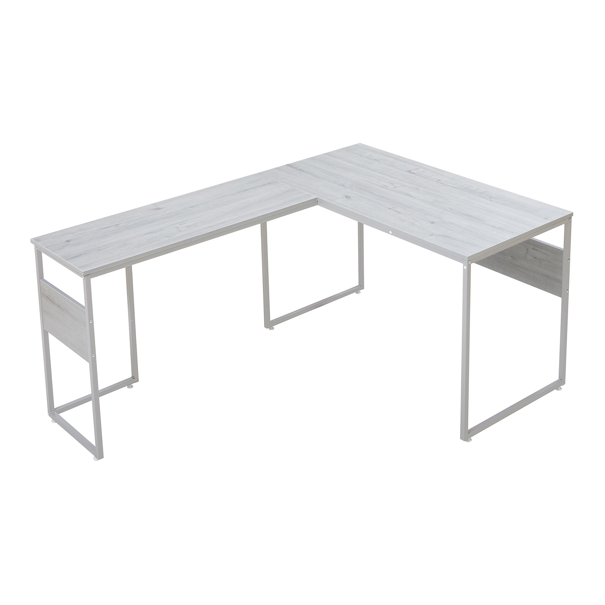 Scrivania Angolare Karlstang Tavolo PC a L 166 x 120 x 75 cm - Grigio Chiaro [en.casa]