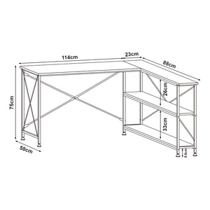 Scrivania Angolare Raundsvalt Tavolo a L con Laterale Reversibile 137x88x75 cm Nero [en.casa]