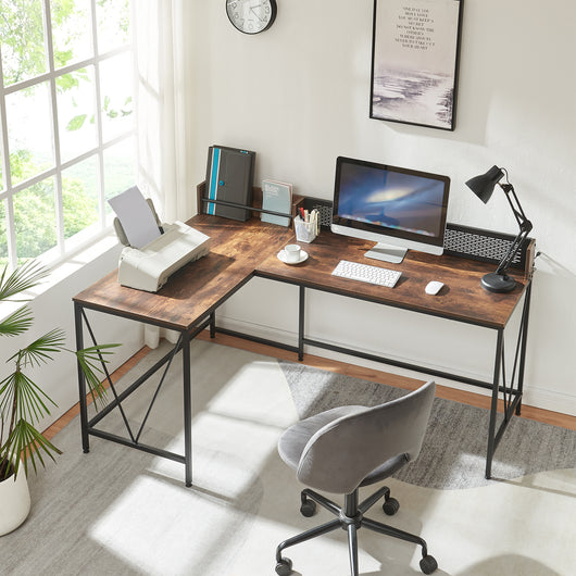 Scrivania Angolare Frelvepirg Tavolo a L 165x110x75 cm Effetto Noce [en.casa]