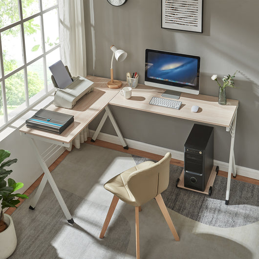 Scrivania Angolare Tarielarg con Supporto per Computer 158x120x75 cm Effetto Rovere [en.casa]