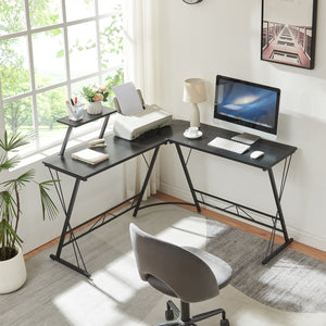 Scrivania Angolare Yremso Tavolo a L con Supporto Monitor 122 x 122 x 98 cm - Nero [en.casa]