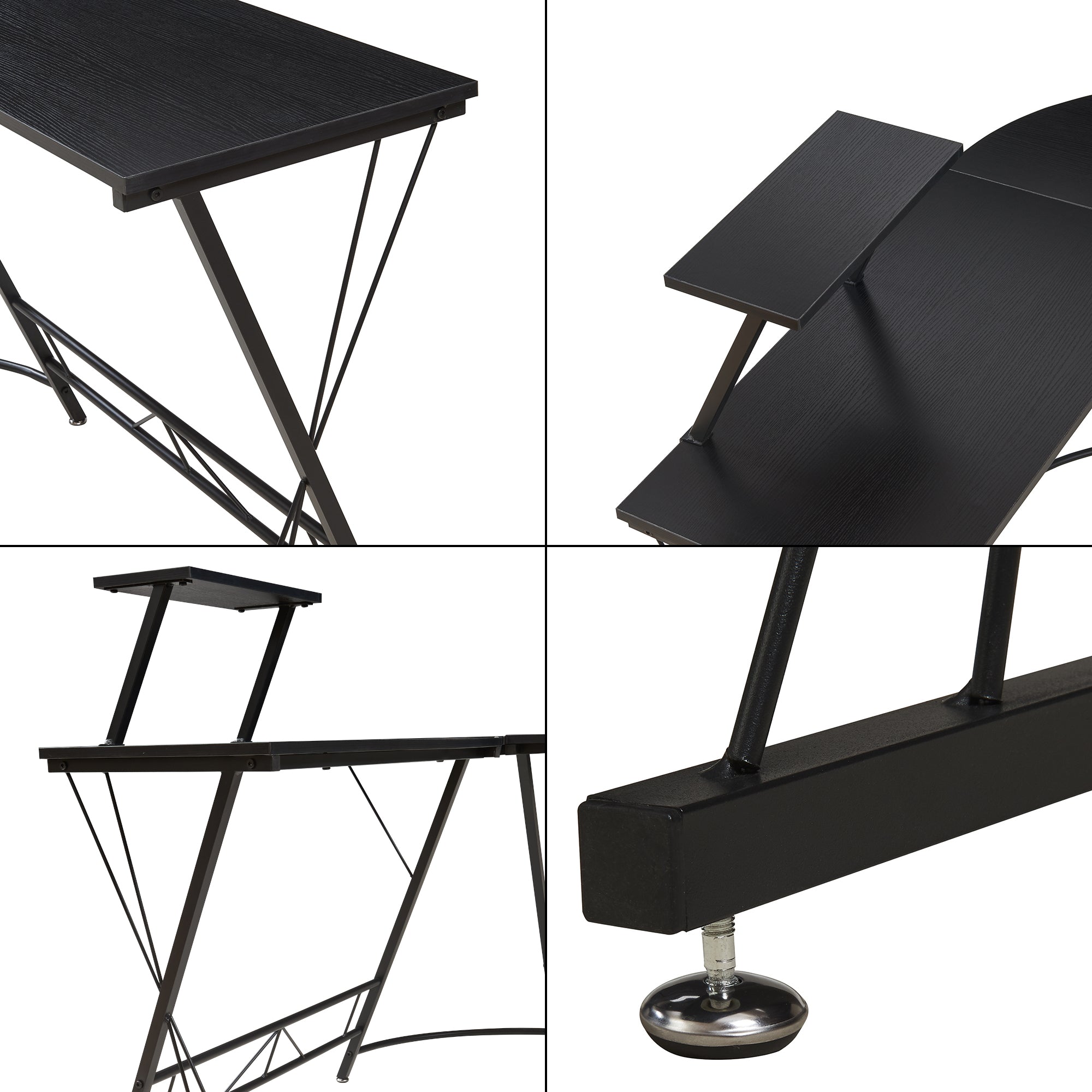 Scrivania Angolare Yremso Tavolo a L con Supporto Monitor 122 x 122 x 98 cm - Nero [en.casa]