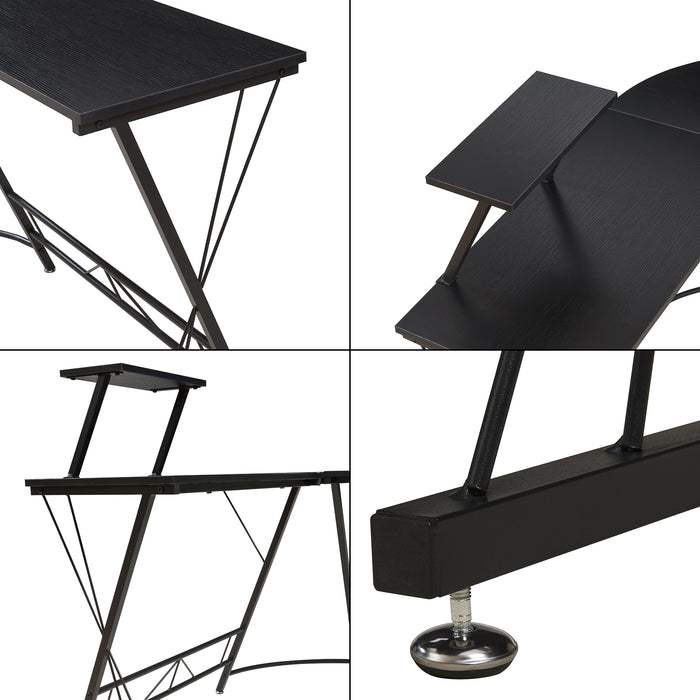 Scrivania Angolare Yremso Tavolo a L con Supporto Monitor 122 x 122 x 98 cm - Nero [en.casa]