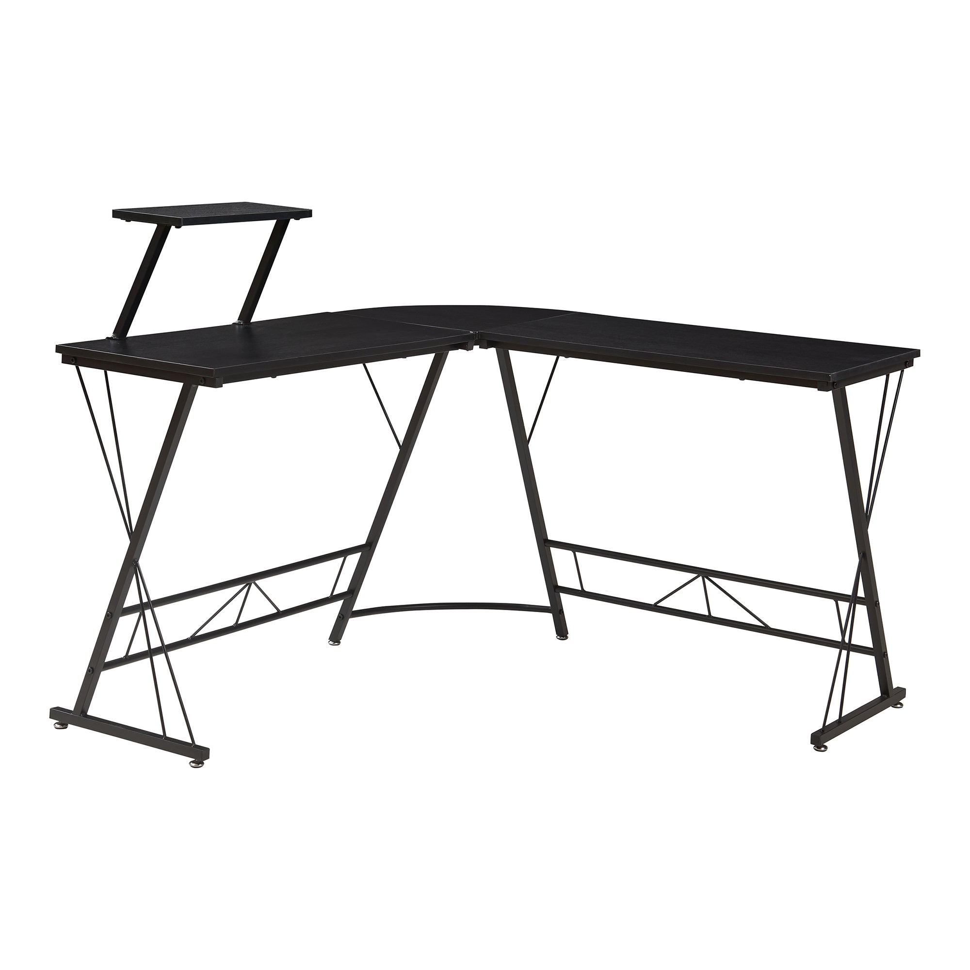 Scrivania Angolare Yremso Tavolo a L con Supporto Monitor 122 x 122 x 98 cm - Nero [en.casa]