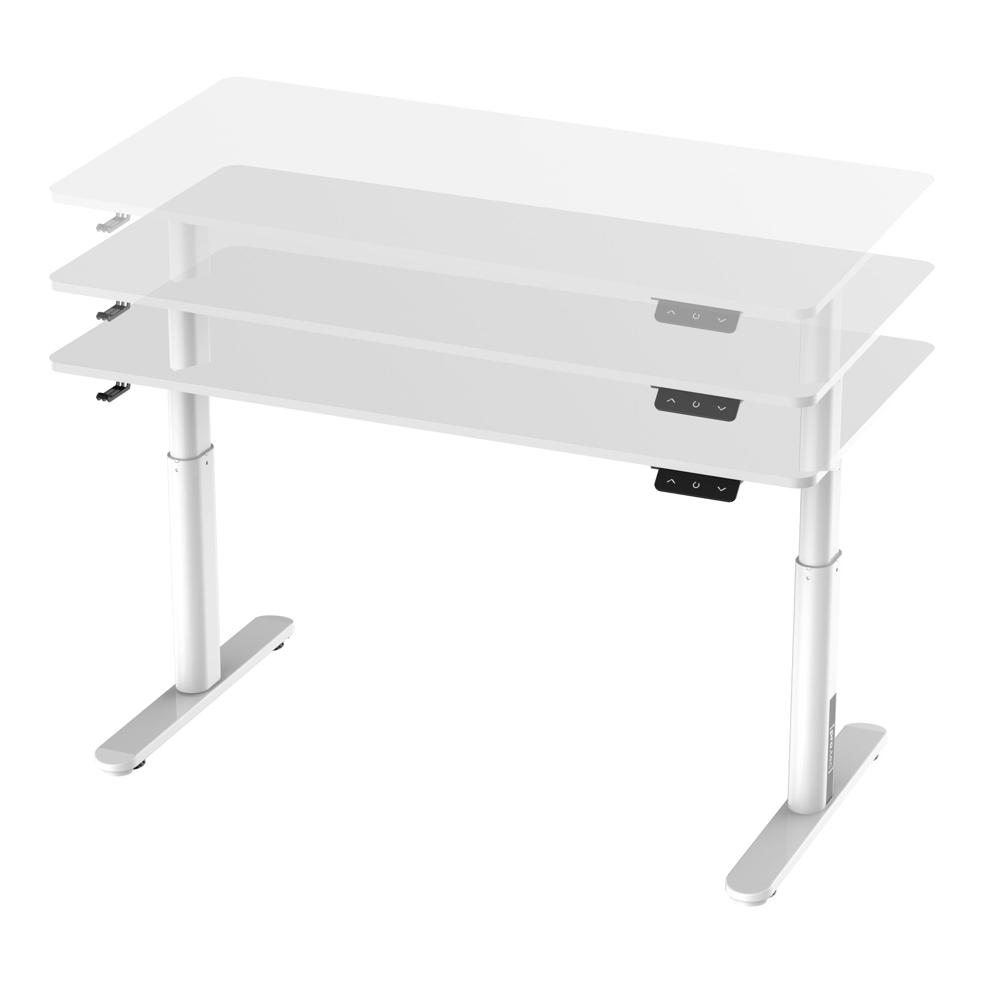 Scrivania Ringe per Cameretta Piano 120 x 60 cm Regolabile in Altezza con Sollevamento Elettrico - Bianco - pro.tec
