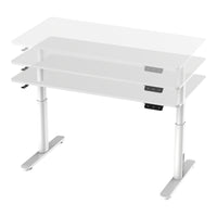 Scrivania Ringe per Cameretta Piano 120 x 60 cm Regolabile in Altezza con Sollevamento Elettrico - Bianco - pro.tec