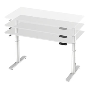 Scrivania Ringe per Cameretta Piano 120 x 60 cm Regolabile in Altezza con Sollevamento Elettrico - Bianco - pro.tec