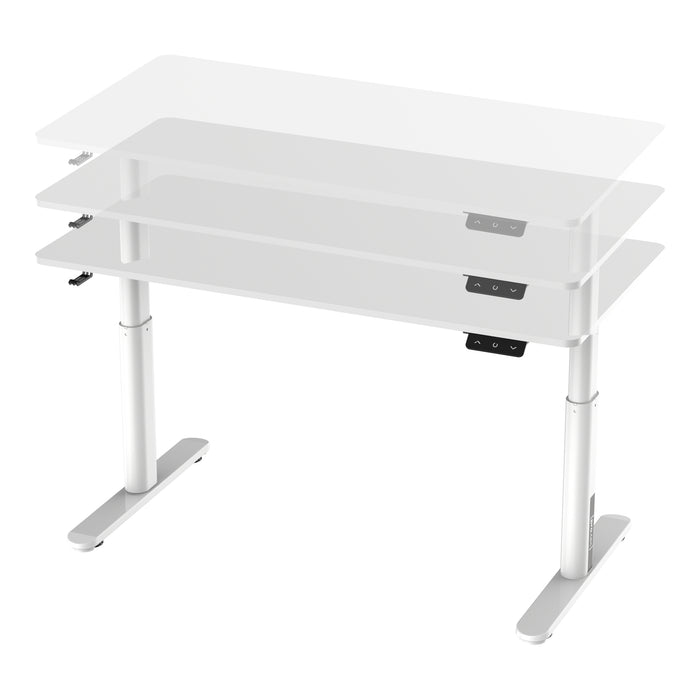 Scrivania Ringe per Cameretta Piano 120 x 60 cm Regolabile in Altezza con Sollevamento Elettrico - Bianco - pro.tec