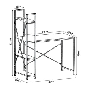 Scrivania Stavanger con Scaffale Laterale - Nero / Effetto Noce [en.casa]