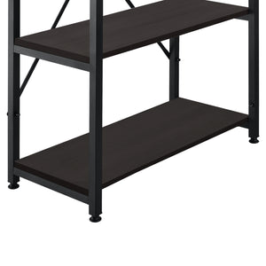 Scrivania Stavanger con Scaffale Laterale - Nero / Effetto Noce [en.casa]