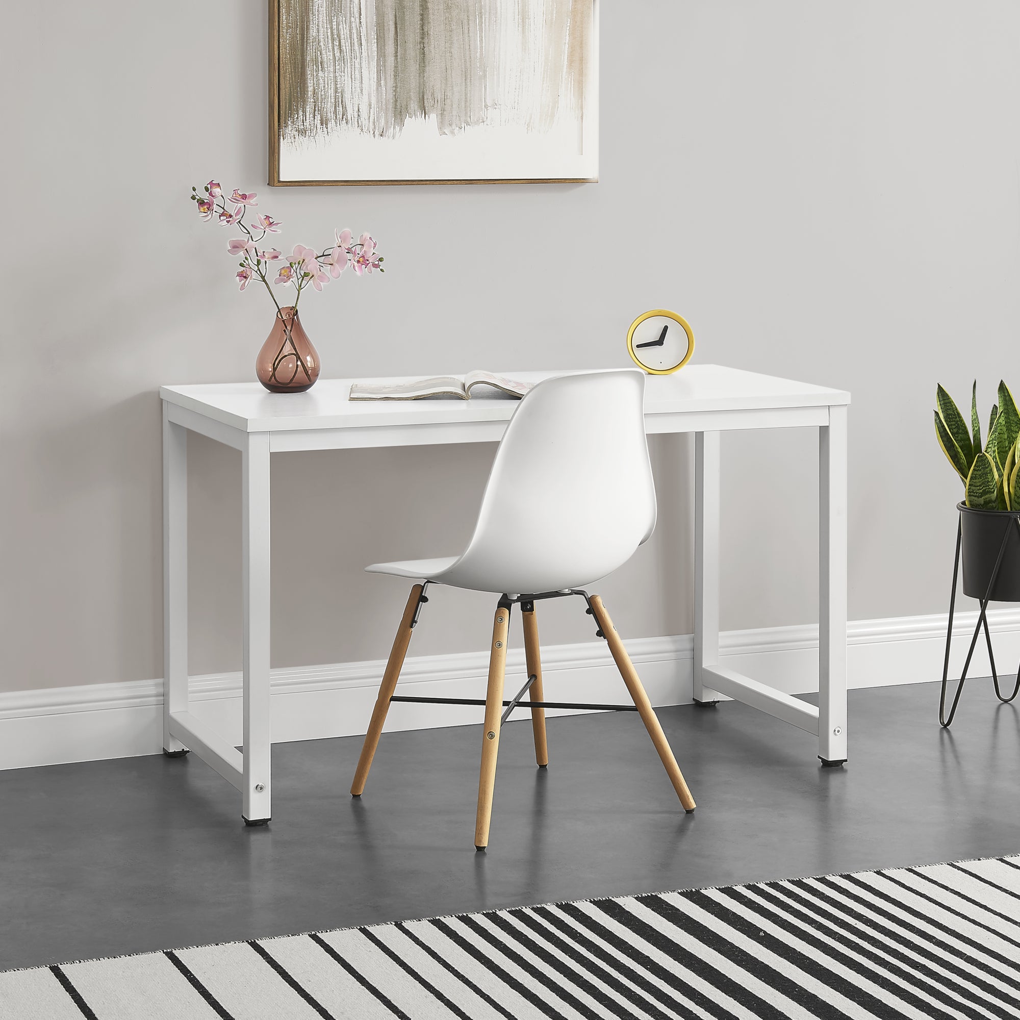 Scrivania Herning Tavolo PC con Piano Rettangolare 120x60 cm - Bianco [en.casa]